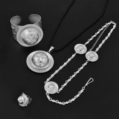 Ethnic Jewellery Eritrean Bangle Ring Pendant Ethiopian Habesha Wedding-Gifts Silver-Color