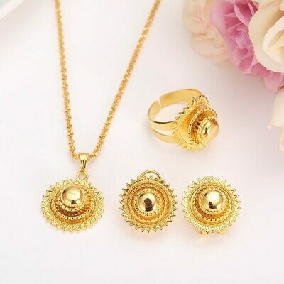 Small-Set Habesha Ethiopian Israel Womenjewelry Eritrea-Sets Gift Earrings/ring-Gold-Color