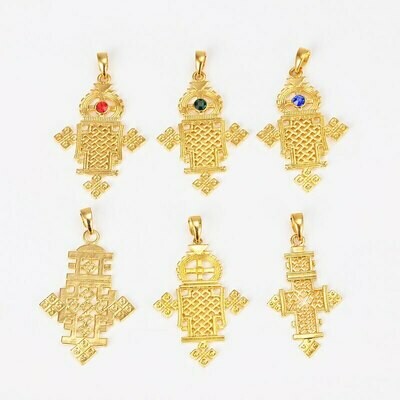 Gold-Cross Pendant Necklace Ethiopian Coptic Jewelry Women Eretrian Abyssinia Girl African
