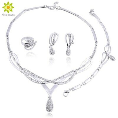 Bridal-Jewelry-Set Earrings-Set Necklace Wedding-Ethiopian Dubai African Beads Silver-Plated