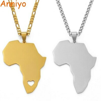 Necklaces Women Ethiopian Africa-Map Jewelry 5cm-Pendant Gifts Trendy Anniyo Maps Silver-Color/gold-Color