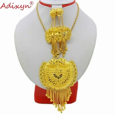 Wedding-Jewelry-Set Ethiopian/indiai Gifts Pendant/earriing Gold-Color/copper Adixyn