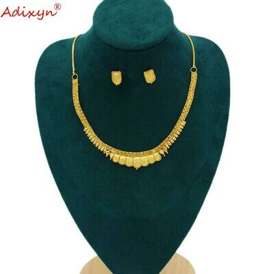 Jewelry-Set Ethiopian Neck-Chain/earrings Girls Gold-Color Women Adixyn Party for Party-Item/n10312