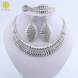 Woman Necklace Earring Ethiopian Jewelry Dubai Indian Silver-Plated Fashion Wedding Trendy