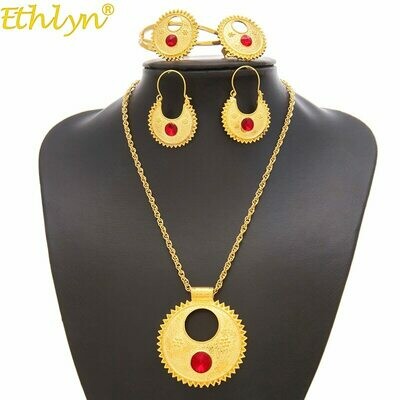 Bangle Earrings Jewelry-Sets Necklace Ethiopian-Sets Eritrean Gold-Color Ethlyn Best