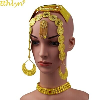 Wedding-Jewelry-Sets Ethiopian Traditional Eritrean Red-Stone Gold-Color Women Latest