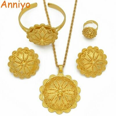 Ring-Bangles Necklaces Ethiopian Jewelry Wedding-Gifts Eritrean Gold-Color African Pendant