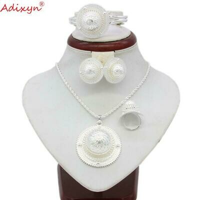 Jewelry-Sets Wedding-Gifts Eritrean Earrings/Ring/bangle Silver-Color African Adixyn