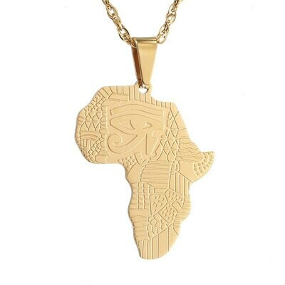 Africa Map Pendant Necklace for Women Men Stainless Steel Necklaces Ethiopian Jewelry