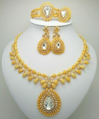 Jewelry-Set Earring-Ethiopian Kingdom-Ma African Fashion Bracelet Italy Necklcace Gold-Color