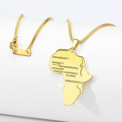 ICFTZWE Africa Map Pendant Necklace For Women Men Gold Color Ethiopian Jewelry Jewelry