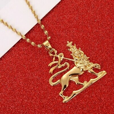 Chain Jewelry Necklaces Ethiopian Lion-Pendant Africa Gold-Color Men Women