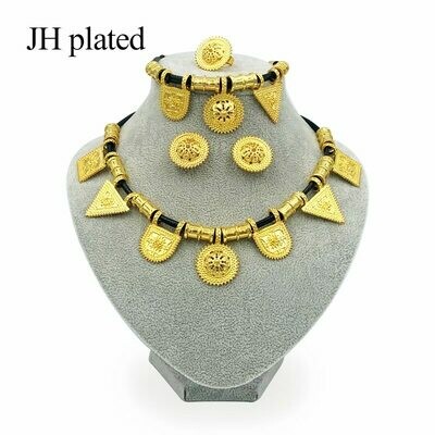 Jewelry-Sets Rope-Earrings Ethiopian Gifts Bridal Gold-Color Women Wedding
