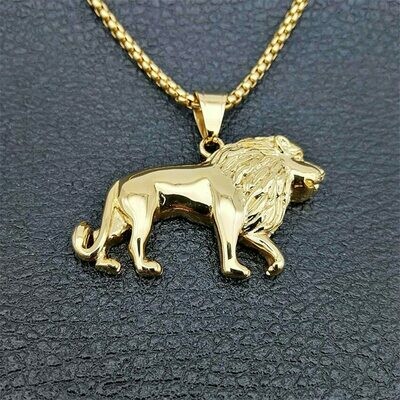 Lion Necklace Pendant Animal-Jewelry Lion-Ethiopian Stainless-Steel Best-Gift Africa