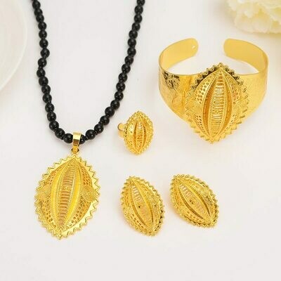 Necklace Earrings Jewelry-Set Habesha Ethiopian Traditional Wedding Gold Shell Bracelet Men
