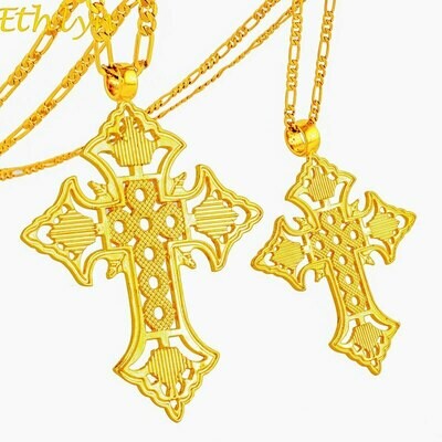 Gold Charm Pendant Jewelry Cross-Necklace Ethiopian Ethlyn Women/men for Good-Style Eeligion
