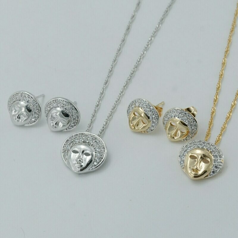 Pendant Necklace Ethiopian-Set Jewelry Women Earrings Anniyo Gold-Color Small-Size/africa