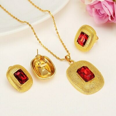 Ring Necklaces Jewelry-Sets Ethiopian Rhinestone Gift Wedding-Habesha Bride Crystal-Africa