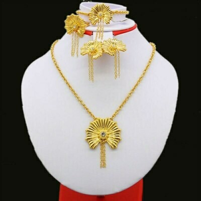 Jewelry-Sets Ethiopian Bride Pendant/earring Wedding-Gifts Gold-Color Women for African