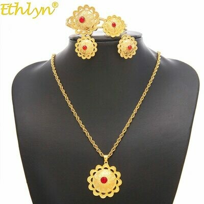 Gold-Color Jewelry-Sets Habesha Bride S197 Ethiopian/eritrean African Stone Gifts Ethlyn