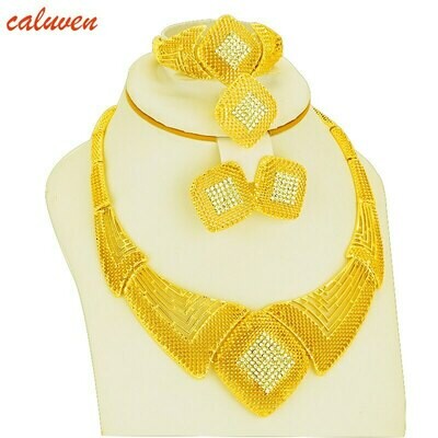 Wedding-Gift Jewelry Ethiopian-Dubai Gold-Color-Sets Arab Bride Necklace/earrings Africa