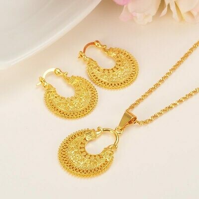 Pendant Necklace Earring Jewelry-Set Bridal-Set Ethiopian Dubai-Design Nigeria Wedding