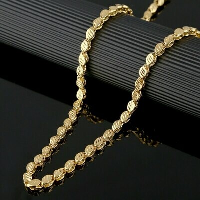 Ethiopian Necklace Thick Chain Gold-Color African Eritrea 53cm-Width 4mm Length