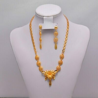 Necklace Earring Dubai Gold Flower Wedding-Jewelry-Sets Ethiopian Eritrea Gifts Bride