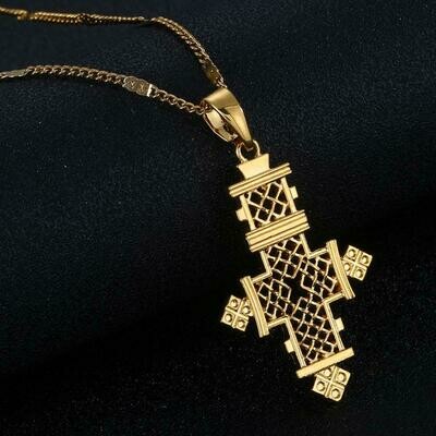Necklace Jewelry Ethiopian Cross-Chain African 24k-Gold-Color Women Trendy
