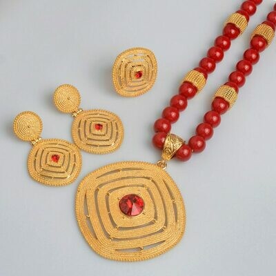 Ring Bead Jewelry Ethiopian Wedding-Chain African Eritrea Gifts Green Women for Rosary