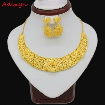 Jewelry-Set Earrings Necklace Ethiopian Gifts Bridal Wedding/party Gold-Color/copper