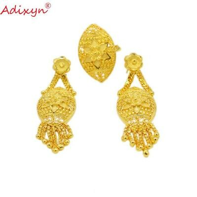 Jewelry Ethiopian/african Gifts Duabi-Ring/earring Gold-Color Women Adixyn Wedding