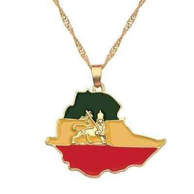 Pendant Necklaces Jewelry Ethiopian Flag Choker Lion-Map Gifts Africa Gold-Color Women/men