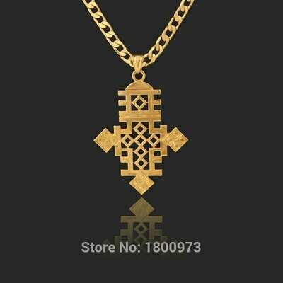Necklace Jewelry Ethiopia-Item Gold Pendant18k Men Women Cross Filled-Plated-Chain Big