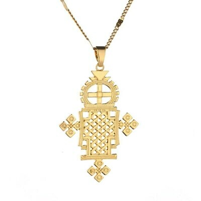 Necklace Ethiopian Coptic Jewelry Cross-Pendant Gold-Color Women Eretrian African