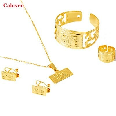 Bangles Earrings-Sets Necklace Ethiopian Bridal-Jewelry Dubai Girls Gold-Color Kids African