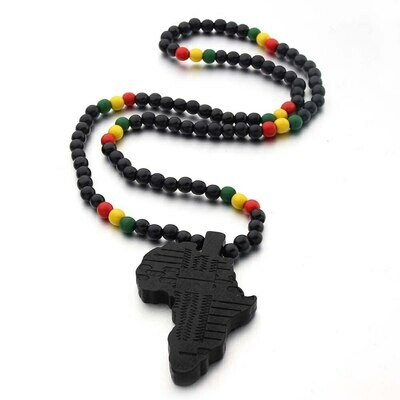 Africa Map Pendant Necklace for Women Men wooden pendant Color Ethiopian Jewelry Wholesale