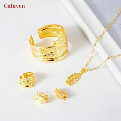 Bangles Necklace Jewelry Dubai Ethiopian Baby-Girls African Earrings-Sets Gold-Color