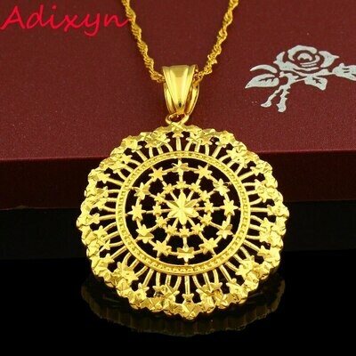 Round Pendant Necklace Jewelry Ethiopian Gold-Color Men Women Iran Arabic Middle-East