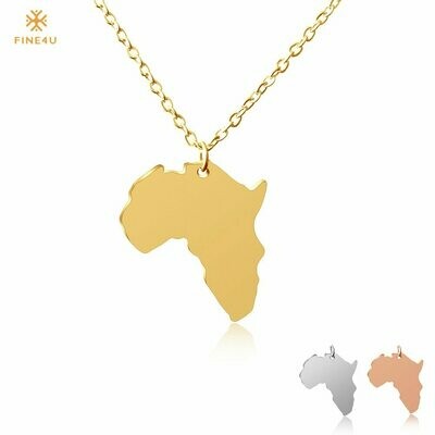 FINE4U N127 Map of Africa Necklaces Pendants For Women 316L Stainless Steel African Maps