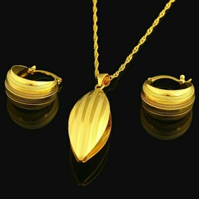 Jewelry-Set Ethiopian Pendant/earring-Jewelry Bridal Gold-Color Nigeria/arabic Wedding