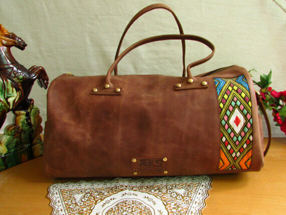 Unisex Brown Pull up Leather Duffle Bag -Pull Up Leather Bag -Men Carryall Bag