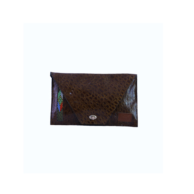 Crocodile print envelop clutch, Root in style signature clutch