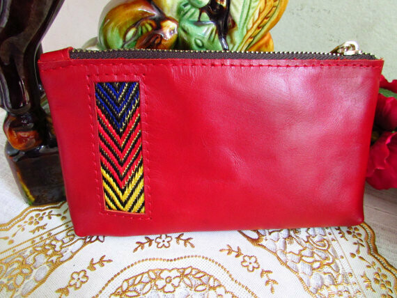 Red Leather mini Women's Wallet -Women Coin Purse -Women Mini Wallet