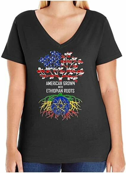 HARD EDGE DESIGN Women&#39;s American Grown with Ethiopian Roots T-Shirt