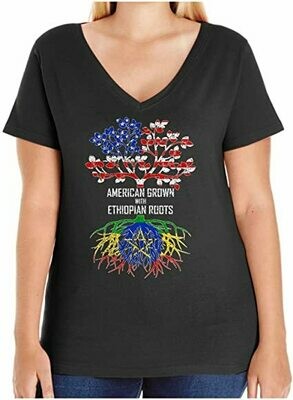 HARD EDGE DESIGN Women's American Grown with Ethiopian Roots T-Shirt
