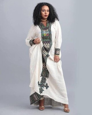 ረዘም ያለ የሀበሻ ቀሚስ  Ethiopian Traditional Long Dress