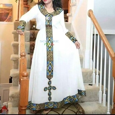 ረዘም ያለ የሀበሻ ቀሚስ  Ethiopian Traditional Long Dress