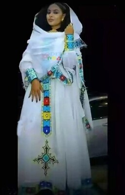 ረዘም ያለ የሀበሻ ቀሚስ  Ethiopian Traditional Long Dress