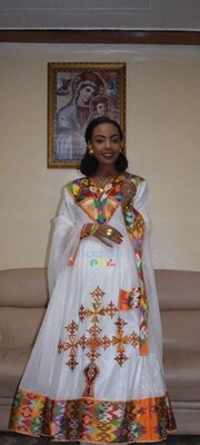 ረዘም ያለ የሀበሻ ቀሚስ  Ethiopian Traditional Long Dress